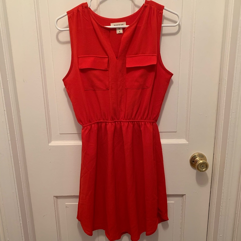 🟢 Red Shift dress with Pockets